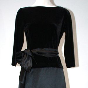 TADASHI BLACK VELVET/SILK GOWN SIZE 8